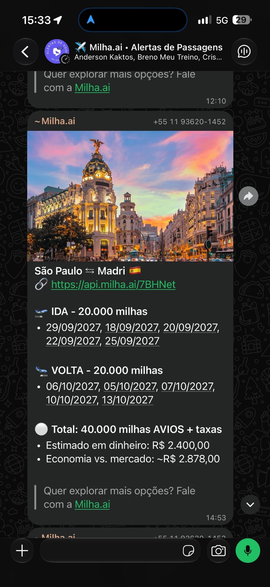 Alerta real: São Paulo e Madri por 40.000 Avios ida e volta